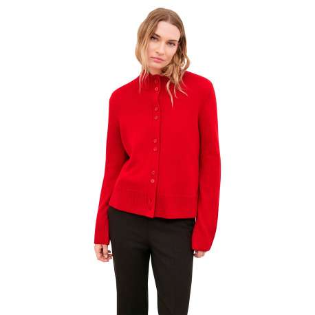 Gilet rouge uni avec une coupe droite et des manches longues - Image 2
