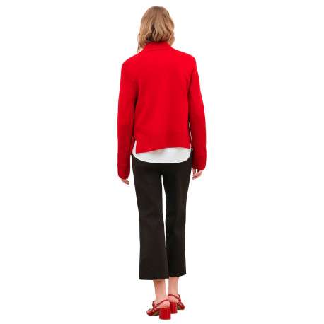 Gilet rouge uni avec une coupe droite et des manches longues - Image 3