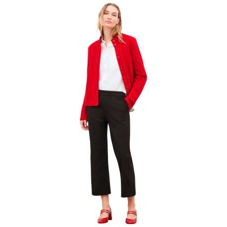 Gilet rouge uni avec une coupe droite et des manches longues - Image 4