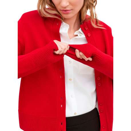 Gilet rouge uni avec une coupe droite et des manches longues - Image 5