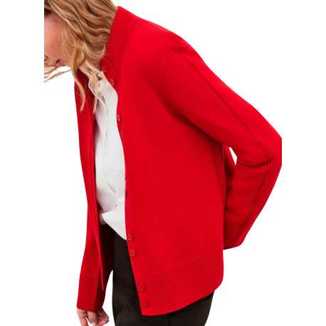 Gilet rouge uni avec une coupe droite et des manches longues - Image 6