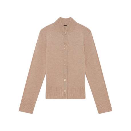 Gilet sable uni avec une coupe droite et des manches longues