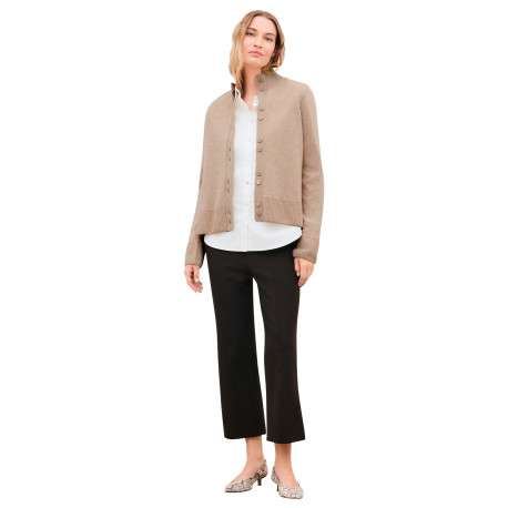Gilet sable uni avec une coupe droite et des manches longues - Image 4