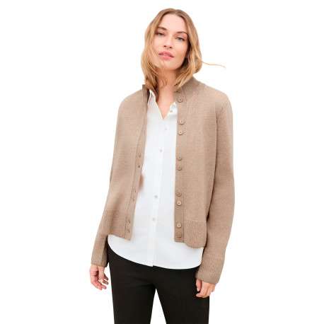 Gilet sable uni avec une coupe droite et des manches longues - Image 5