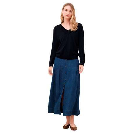 Pull noir uni avec une coupe droite et des manches longues - Image 2