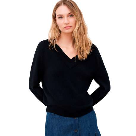Pull noir uni avec une coupe droite et des manches longues - Image 4