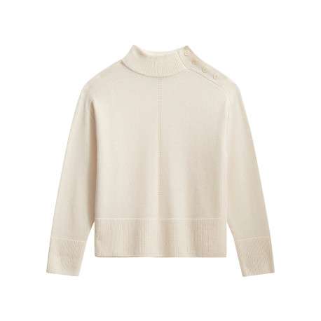 Pull écru uni avec une coupe droite et des manches longues