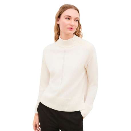 Pull écru uni avec une coupe droite et des manches longues - Image 4