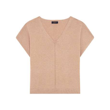 Pull sable uni avec une coupe droite et des manches courtes