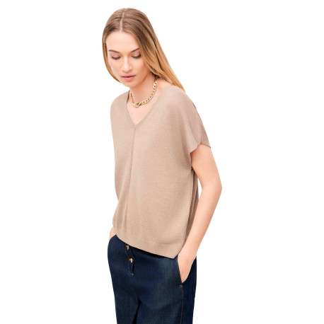 Pull sable uni avec une coupe droite et des manches courtes - Image 5