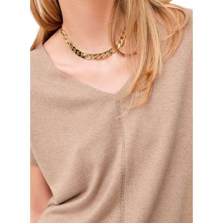 Pull sable uni avec une coupe droite et des manches courtes - Image 6