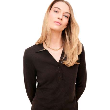 Pull marron uni avec une coupe droite et des manches longues - Image 5