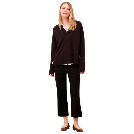 Pull marron uni avec une coupe droite et des manches longues - Image 2