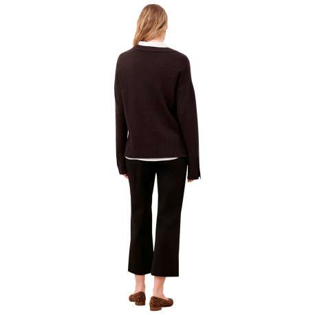 Pull marron uni avec une coupe droite et des manches longues - Image 3