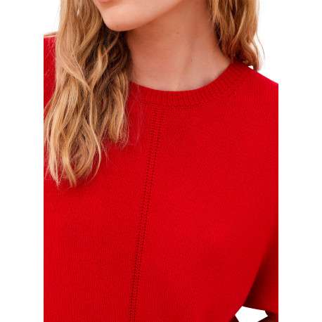 Pull rouge uni avec une coupe droite et des manches courtes - Image 6