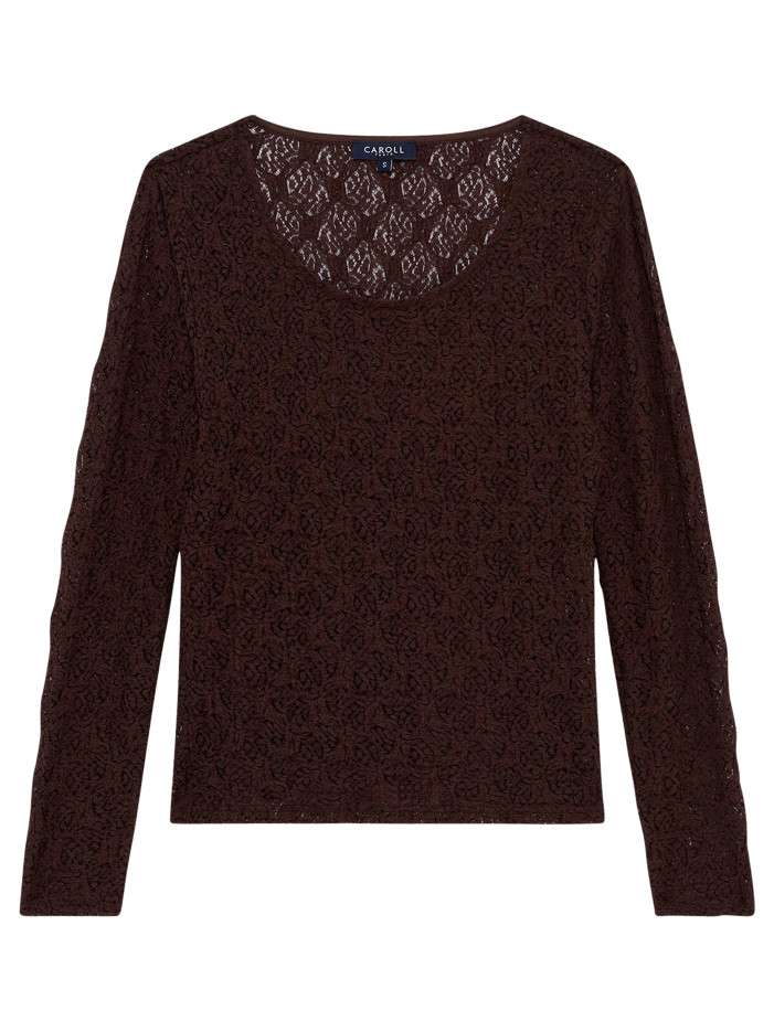 T-shirt marron uni avec une...