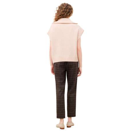 Gilet sable uni avec une coupe droite et un col montant à zip - Image 3