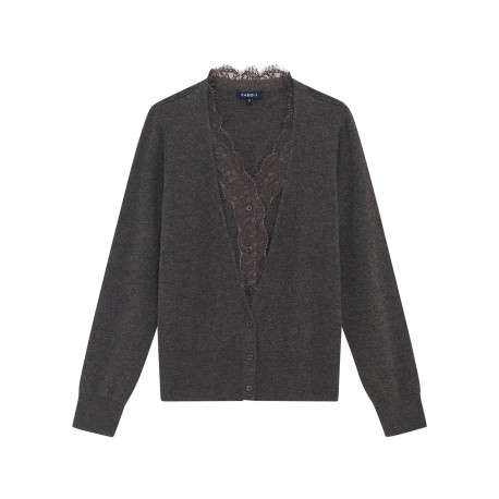 Gilet anthracite uni avec une coupe droite et des manches longues