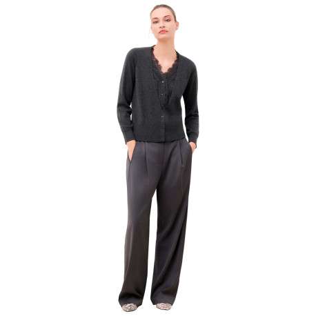 Gilet anthracite uni avec une coupe droite et des manches longues - Image 2