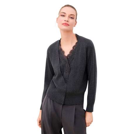 Gilet anthracite uni avec une coupe droite et des manches longues - Image 4