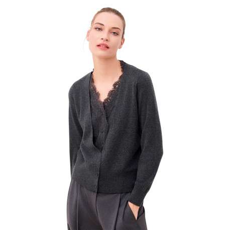 Gilet anthracite uni avec une coupe droite et des manches longues - Image 5