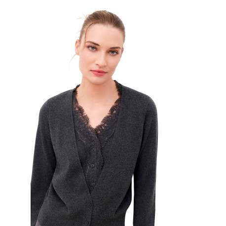 Gilet anthracite uni avec une coupe droite et des manches longues - Image 6