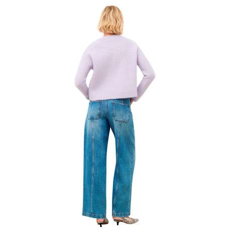 Pull mauve uni avec une coupe droite et des manches longues - Image 3