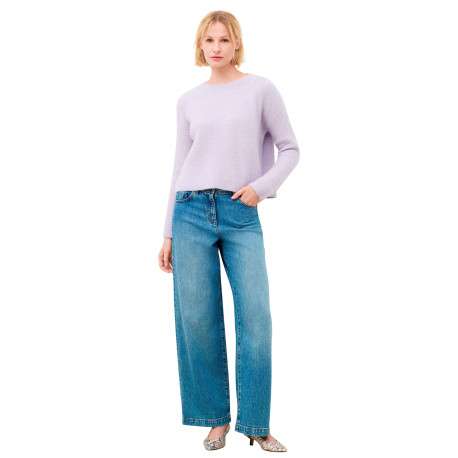 Pull mauve uni avec une coupe droite et des manches longues - Image 4