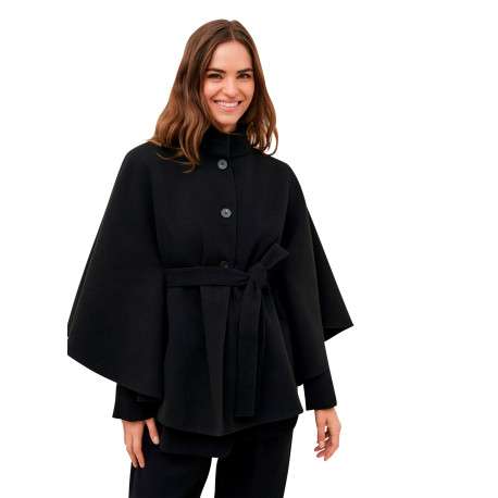 Poncho noir uni avec une coupe droite et des manches 3/4 larges - Image 2