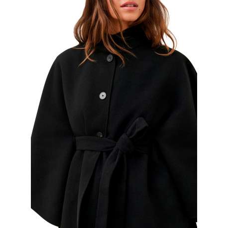 Poncho noir uni avec une coupe droite et des manches 3/4 larges - Image 4