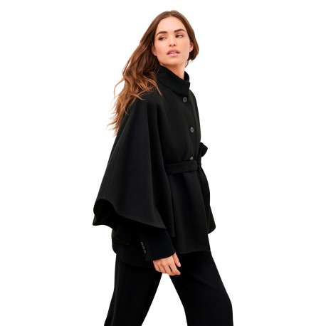 Poncho noir uni avec une coupe droite et des manches 3/4 larges - Image 5