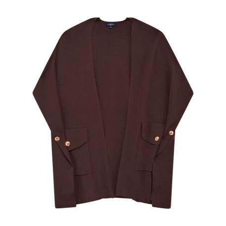 Gilet chocolat uni avec une coupe droite et des manches courtes