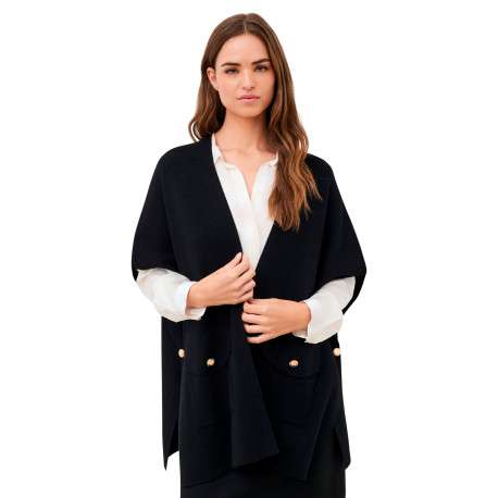 Gilet noir uni avec une coupe droite et des manches courtes - Image 2