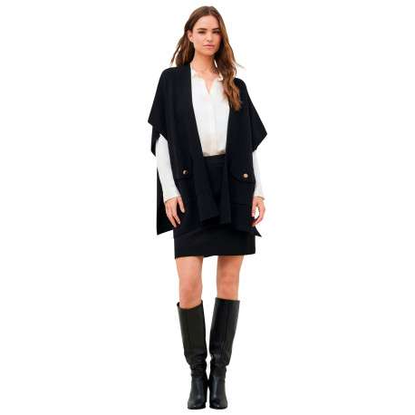 Gilet noir uni avec une coupe droite et des manches courtes - Image 4