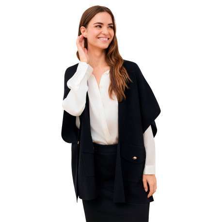 Gilet noir uni avec une coupe droite et des manches courtes - Image 6