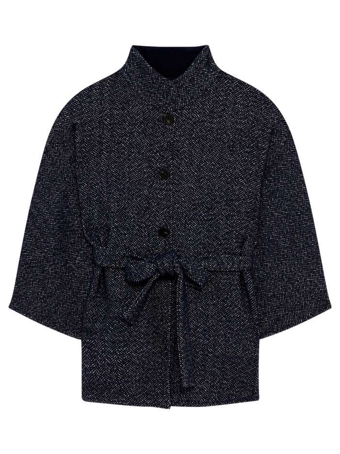 Poncho marine à motifs avec...