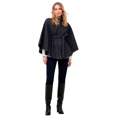Poncho marine à motifs avec une coupe droite et un col montant - Image 4