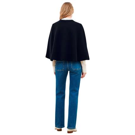 Manteau marine uni muni d'une coupe large et d'un col à revers - Image 3