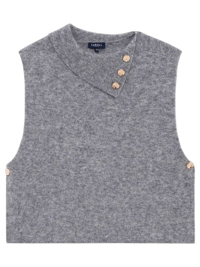 Pull gris clair uni avec...