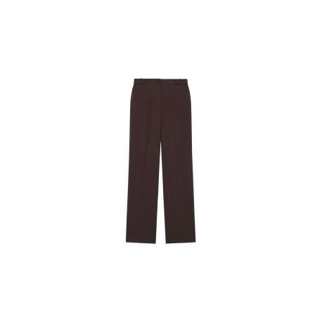 Pantalon marron uni avec une coupe bootcut muni d'un zip et d'un bouton
