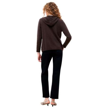 Gilet en laine marron uni avec une coupe droite et une capuche - Image 3