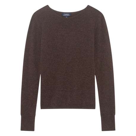 Pull marron uni avec une coupe droite et des manches longues