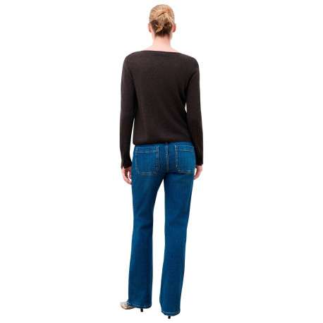 Pull marron uni avec une coupe droite et des manches longues - Image 3