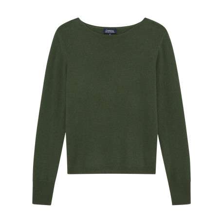 Pull kaki uni avec une coupe droite et des manches longues