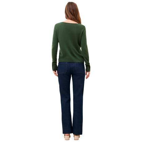 Pull kaki uni avec une coupe droite et des manches longues - Image 3