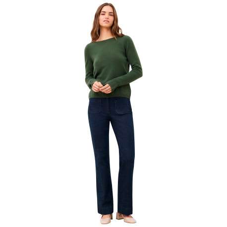 Pull kaki uni avec une coupe droite et des manches longues - Image 4
