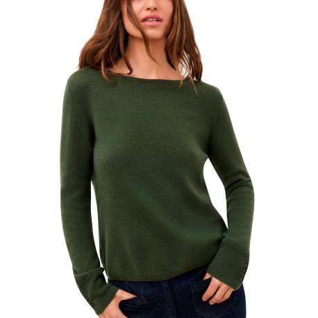 Pull kaki uni avec une coupe droite et des manches longues - Image 5