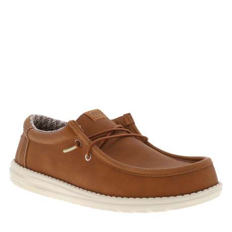 Sneakers Wally Classic camel à talon plat munis d'une semelle blanche