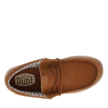 Sneakers Wally Classic camel à talon plat munis d'une semelle blanche - Image 5