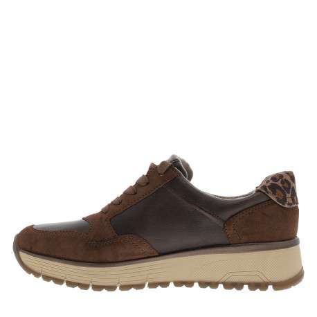 Baskets running café à talon compensé bas avec des lacets et un zip latéral - Image 3